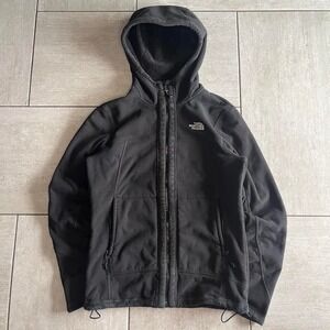 The North Face Black Full Zip Sherpa Lined Hooded Fleece Jacket Womens Small